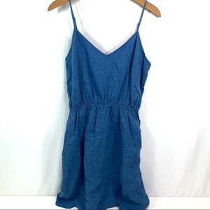J. Crew blue linen sun dress